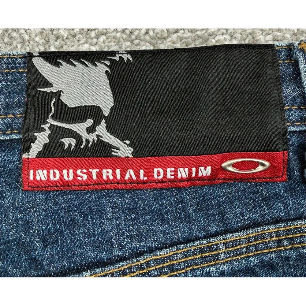 Vintage Oakley Industrial Denim Jeans Men's 38 Blue Loose Fit Y2K 100% Cotton
